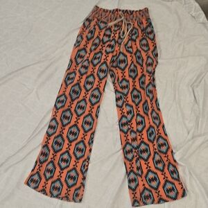 Vibrant Orange and Blue Geometric Pants‎